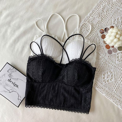 Cropped Lace Camisole with Plain Design