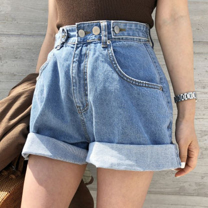 Mid Waist Denim Shorts