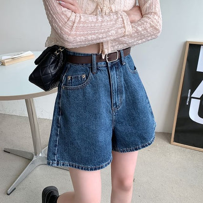 High Waist Wide Leg Denim Shorts