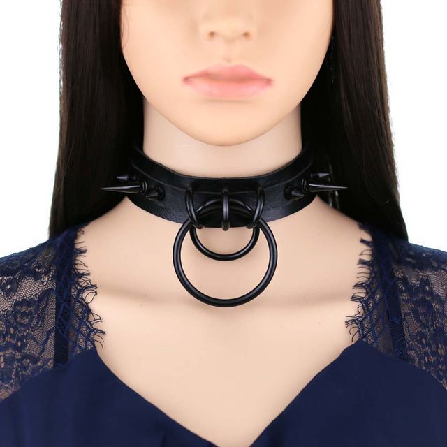 Studded Hoop Faux Leather Choker