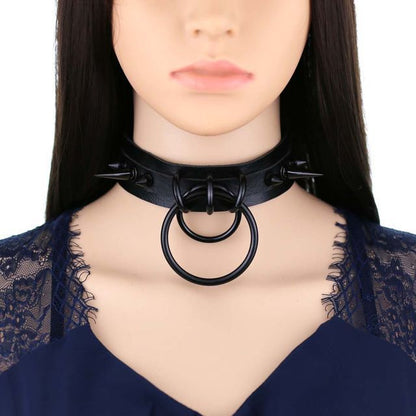 Studded Hoop Faux Leather Choker