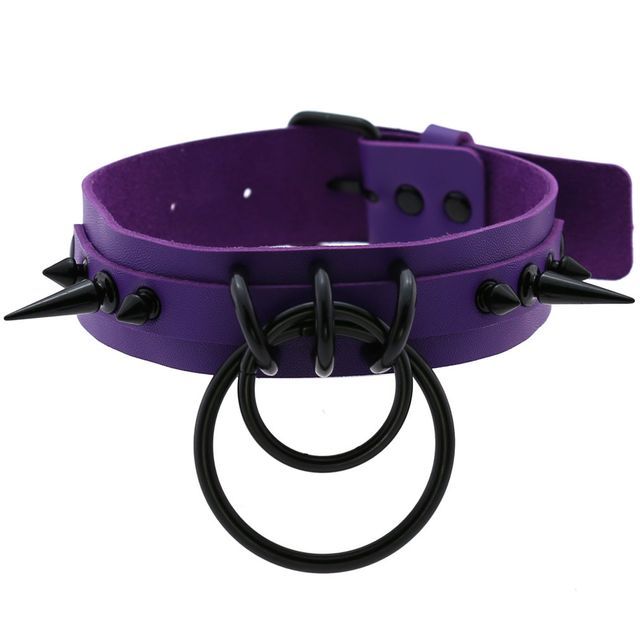 Studded Hoop Faux Leather Choker