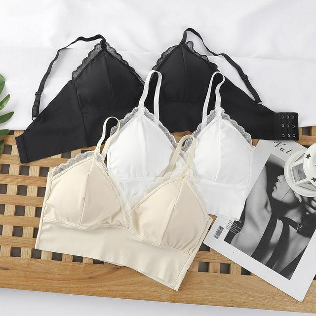 Cropped V-Neck Camisole with Lace Edge