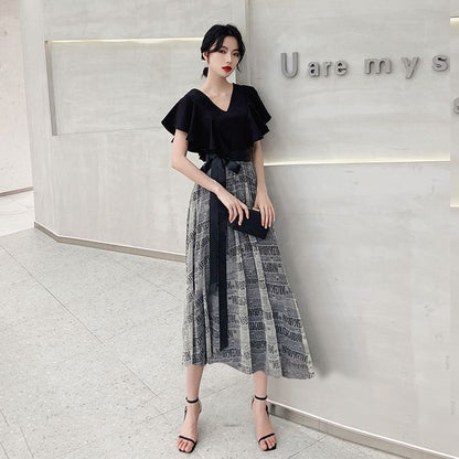 Short-Sleeve A-Line Evening Gown / Cocktail Dress