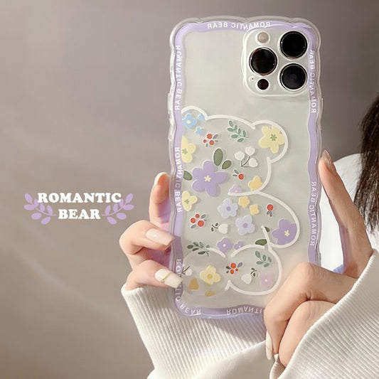 Case Transparent Phone Bear Flower