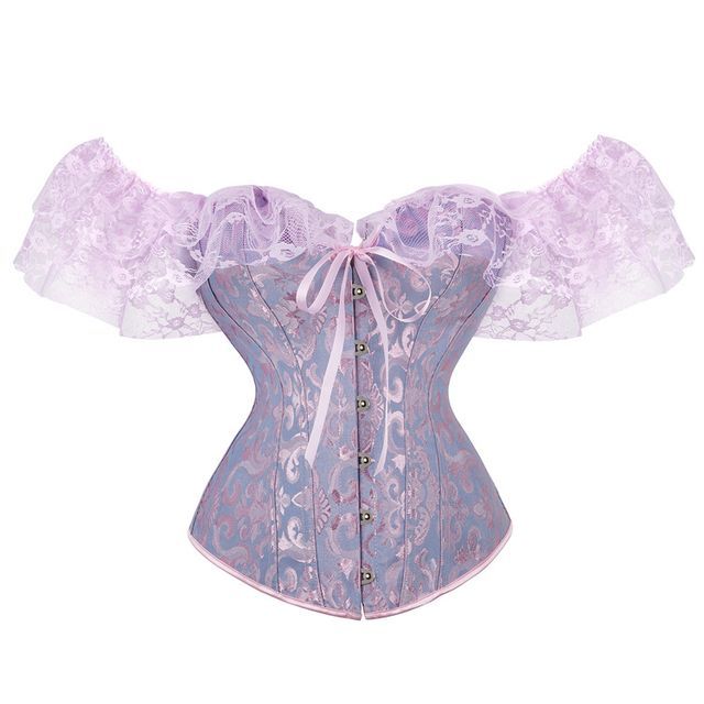 Cap-Sleeve Lace Corset Top with Structured Fit
