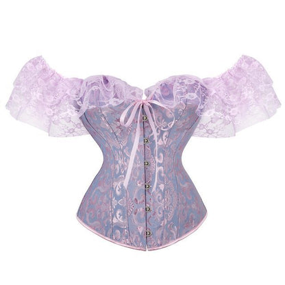 Cap-Sleeve Lace Corset Top with Structured Fit