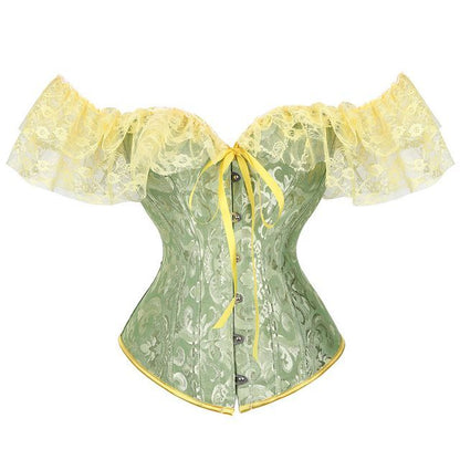 Cap-Sleeve Lace Corset Top with Structured Fit