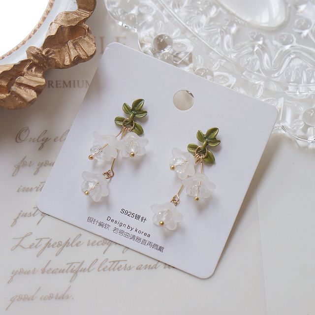 Clip-On Flower Earring Drop /