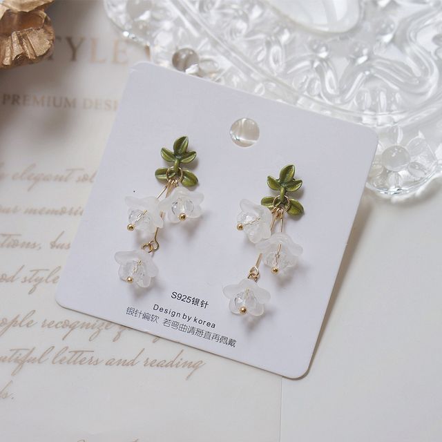 Clip-On Flower Earring Drop /