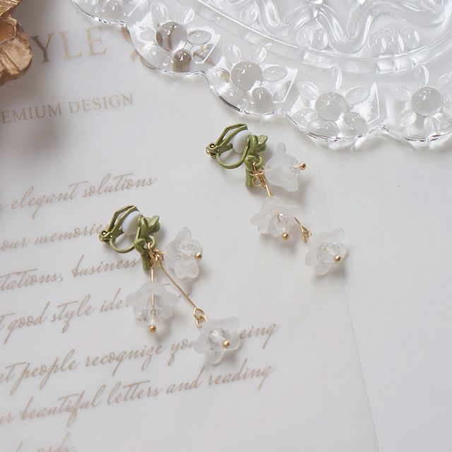 Clip-On Flower Earring Drop /
