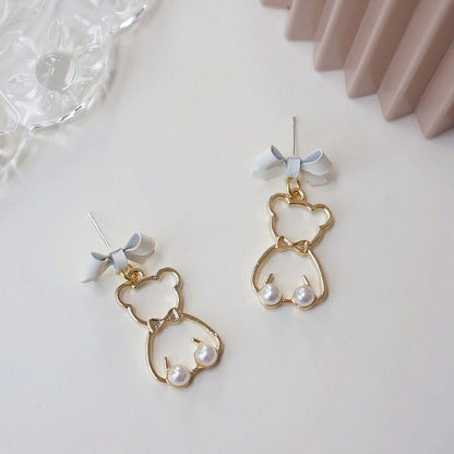 Dangle Alloy Bear Earring