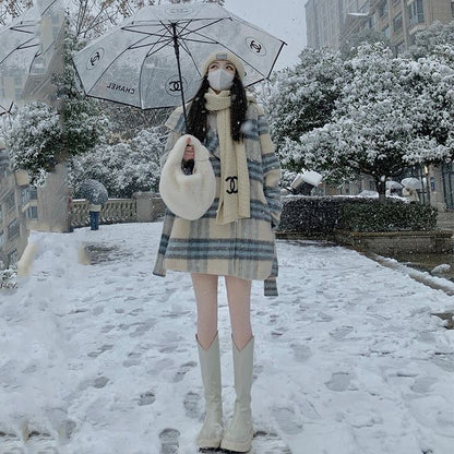 Plaid Single-Breasted Coat