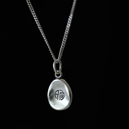 Pendant Characters Chinese Necklace Silver