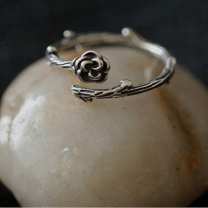 Rose Sterling Open Ring Silver