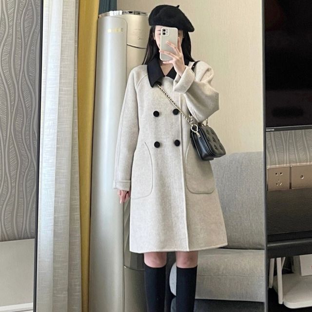 Collared Double Breasted Long Coat