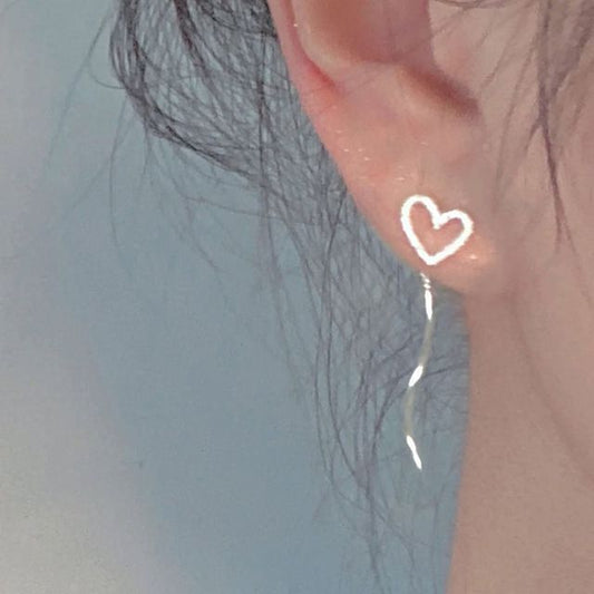 Sterling Dangle Silver Heart Earring