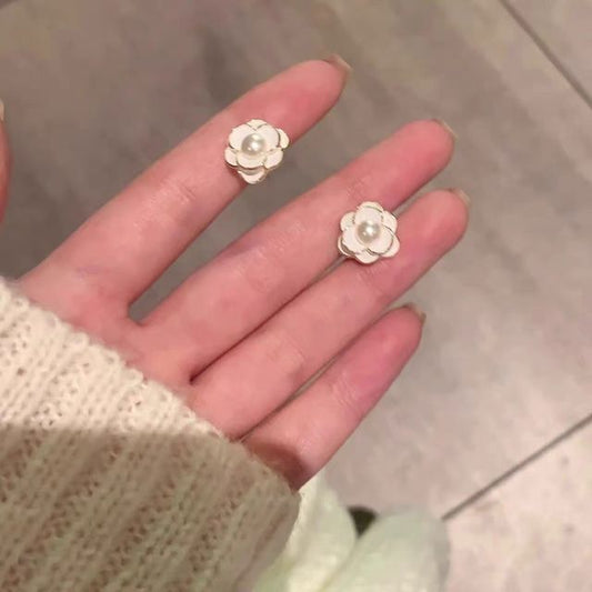 Alloy Earring Flower Pearl Faux