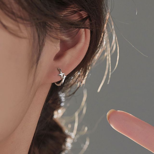 Earring Star Hoop Sterling Silver