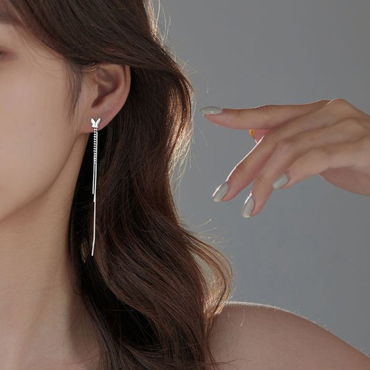 Earring Fringed Silver Sterling Butterfly