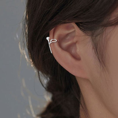 Rose Sterling Cuff Earring Silver