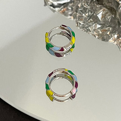 Hoop Earring Glaze Silver Sterling