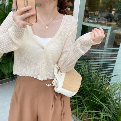 V-Neck Crop Cardigan