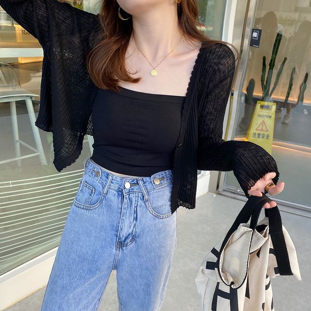 V-Neck Crop Cardigan