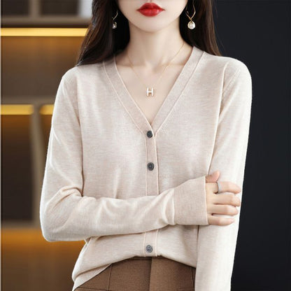Button-Up V-Neck Cardigan