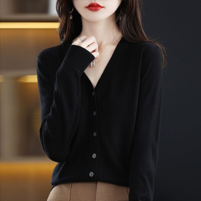 Button-Up V-Neck Cardigan
