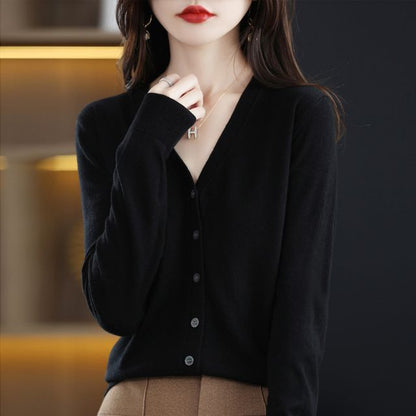 Button-Up V-Neck Cardigan