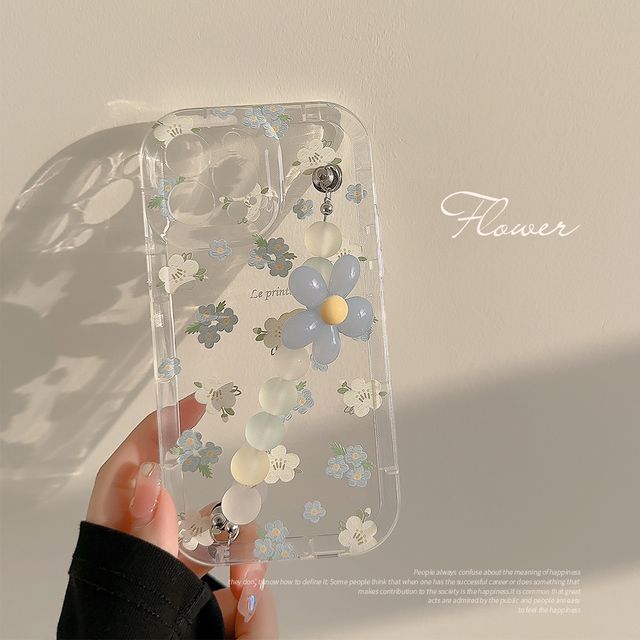 Transparent Strap Floral Phone Case
