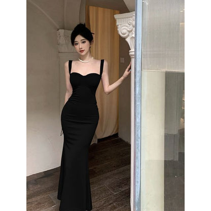 Thin Strap V-Neck Maxi Sheath Dress