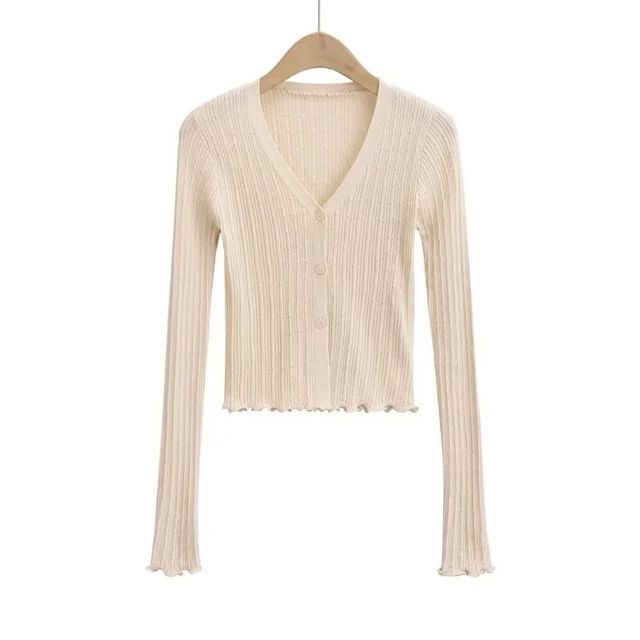 Long Sleeve Ribbed V-Neck Cardigan