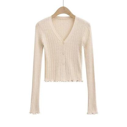 Long Sleeve Ribbed V-Neck Cardigan