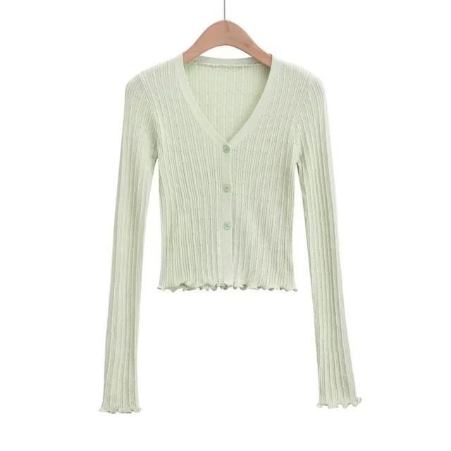 Long Sleeve Ribbed V-Neck Cardigan