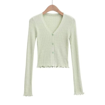 Long Sleeve Ribbed V-Neck Cardigan