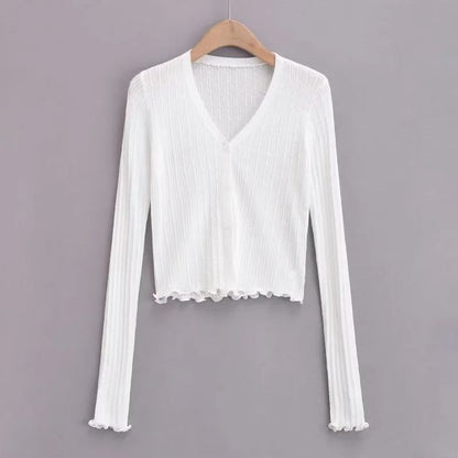 Long Sleeve Ribbed V-Neck Cardigan