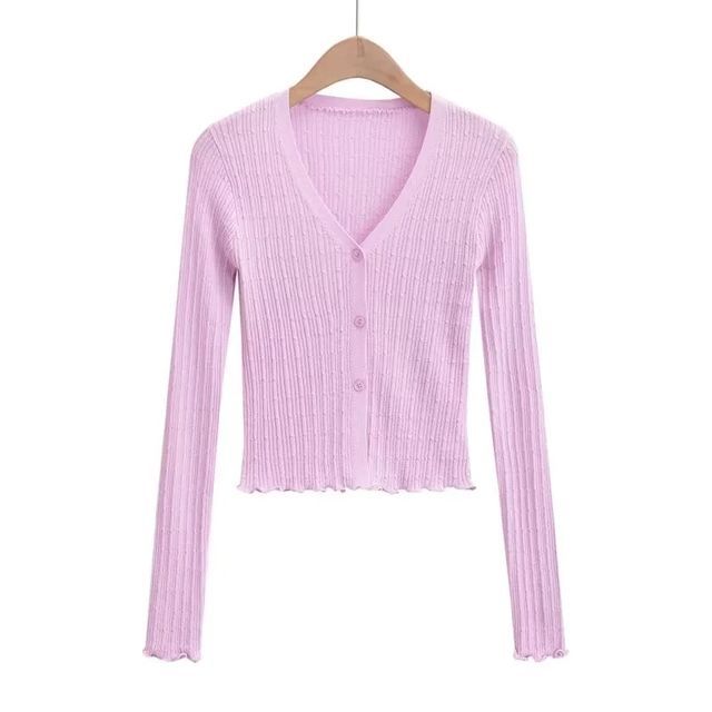 Long Sleeve Ribbed V-Neck Cardigan