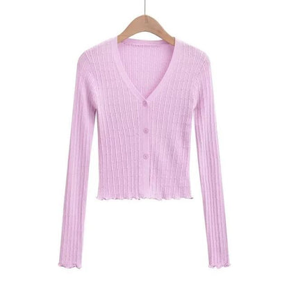 Long Sleeve Ribbed V-Neck Cardigan