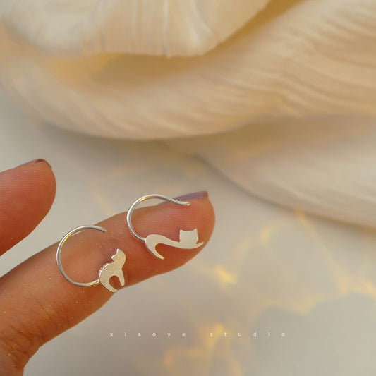Silver Sterling Earring Cat