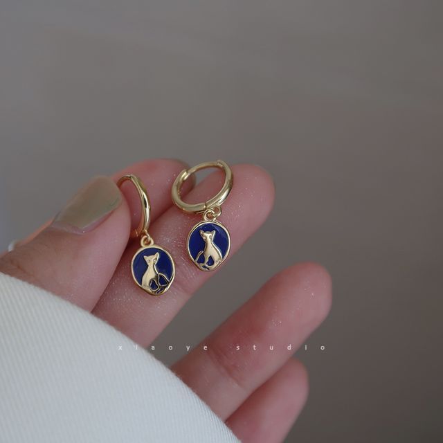 Sterling Silver Earring Cat Dangle