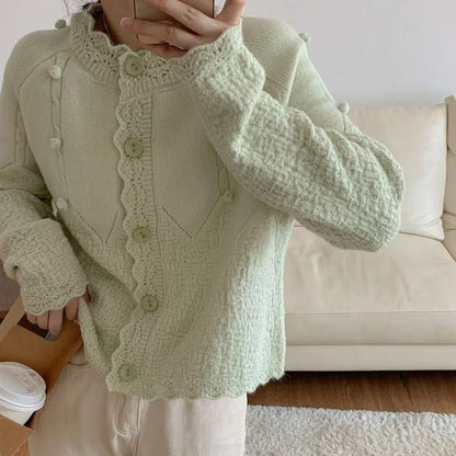 Crewneck Button-Up Cardigan