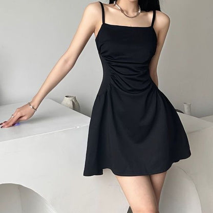 Thin Strap Square Neck Mini A-Line Dress
