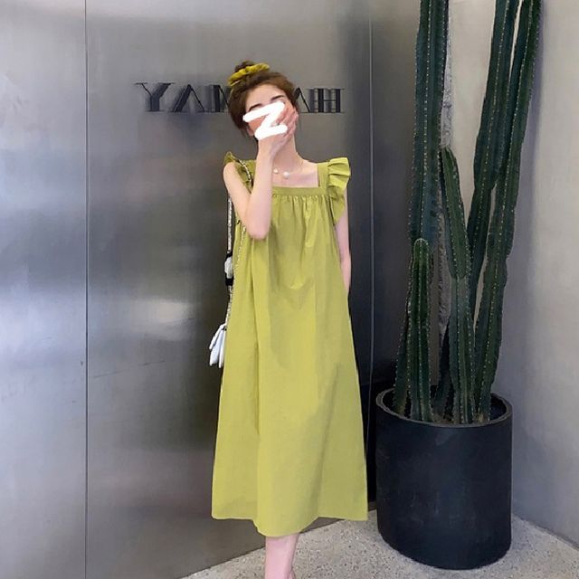 Thin Strap Plain Mini Dress