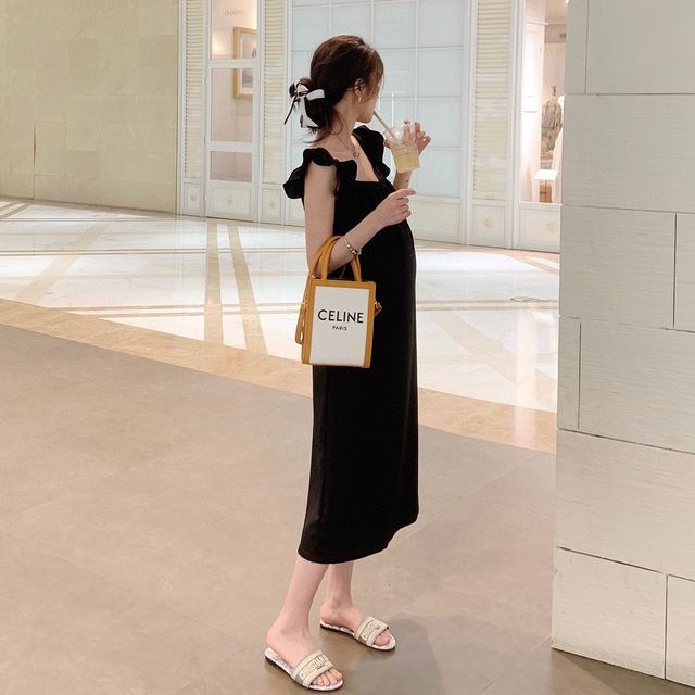 Thin Strap Plain Mini Dress