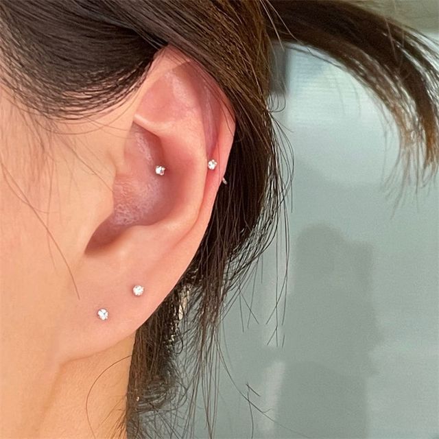 Rhinestone Earring Alloy Set: Stud Pair 2