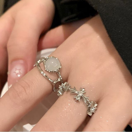 Moonstone Open Cross / Set Faux Ring