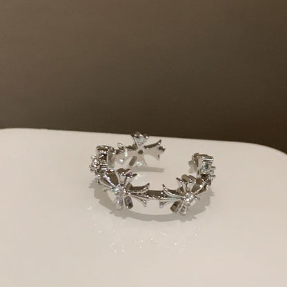 Moonstone Open Cross / Set Faux Ring