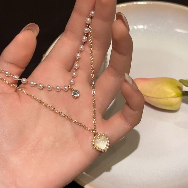 Pearl Necklace Layered Faux